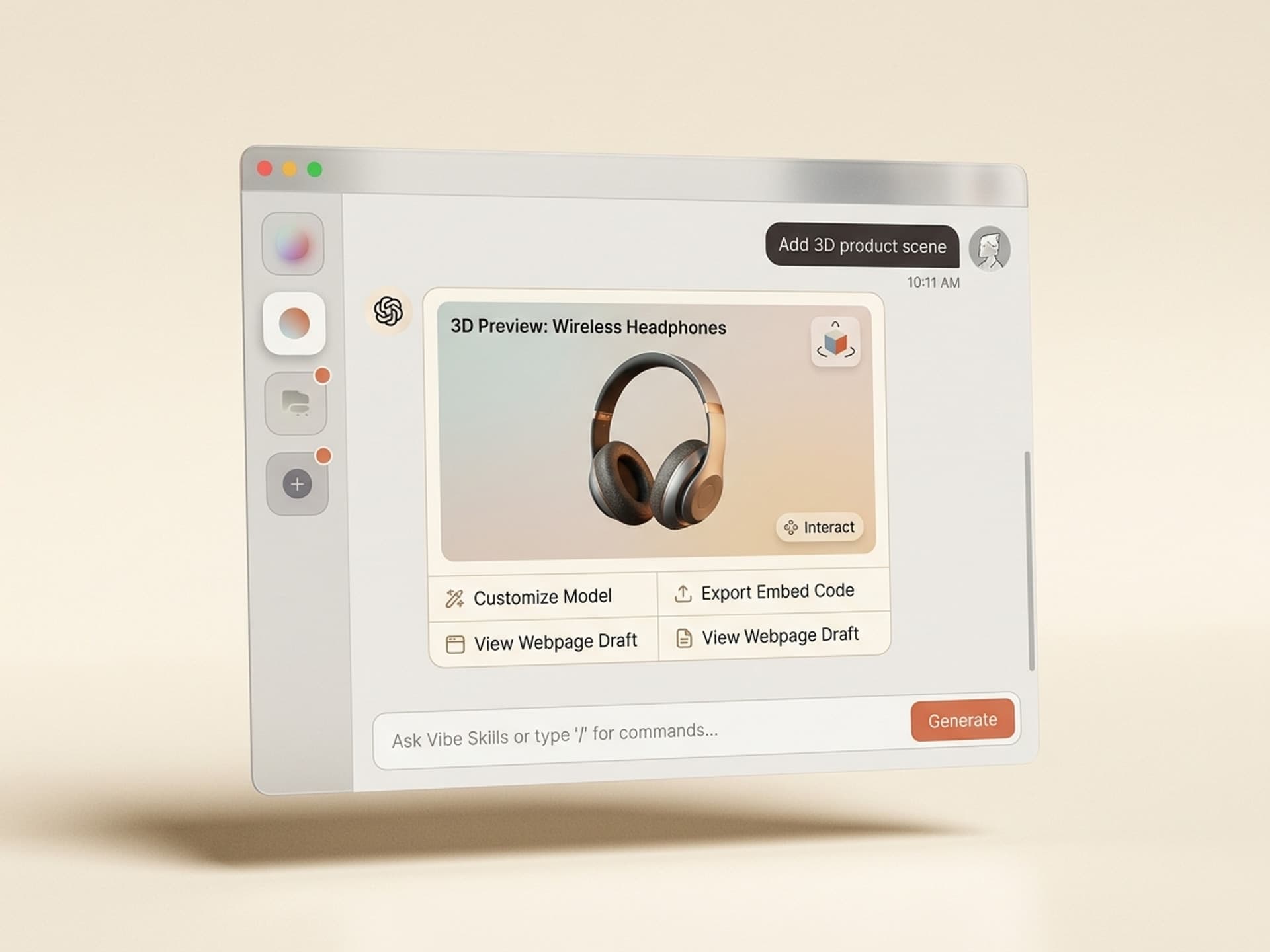 2026 жылы кодсыз Three.js 3D-ді сайтыңызға қалай қосуға болады - Vibe Skills preview