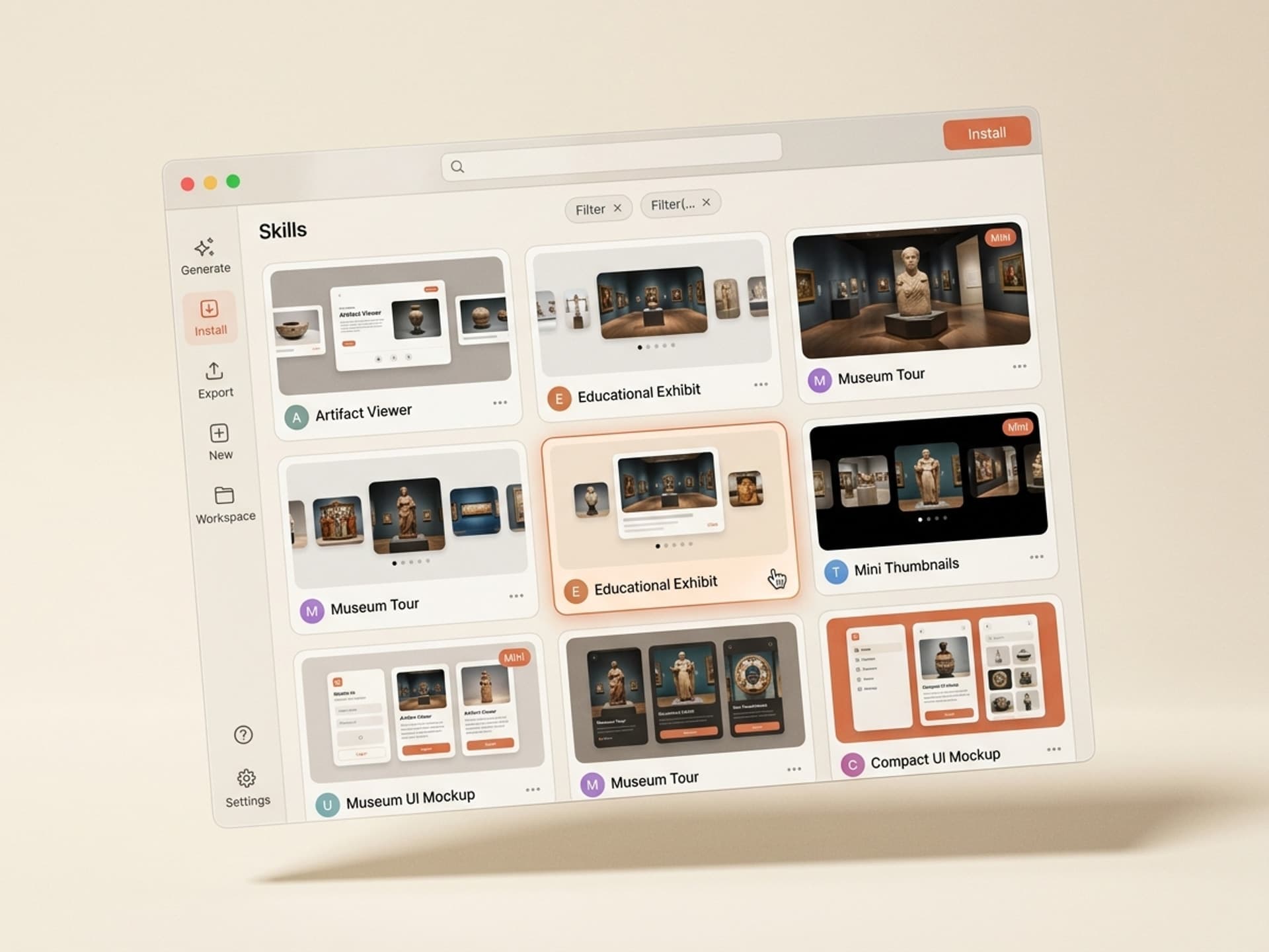 शैक्षिक थ्रीडी संग्रहालय प्रदर्शनीहरूका लागि उत्कृष्ट एआई सिपहरू २०२६ - Vibe Skills preview