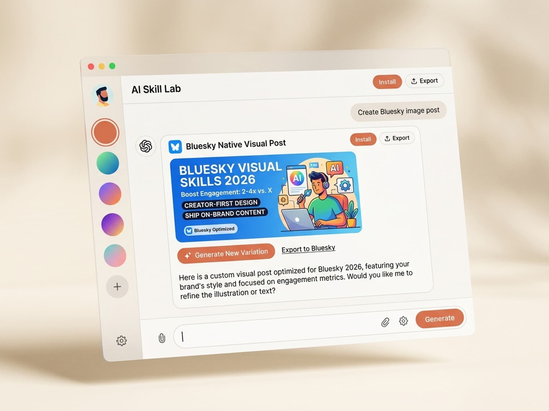 საუკეთესო AI უნარები Bluesky ვიზუალური კონტენტისთვის 2026 წელს - Vibe Skills preview