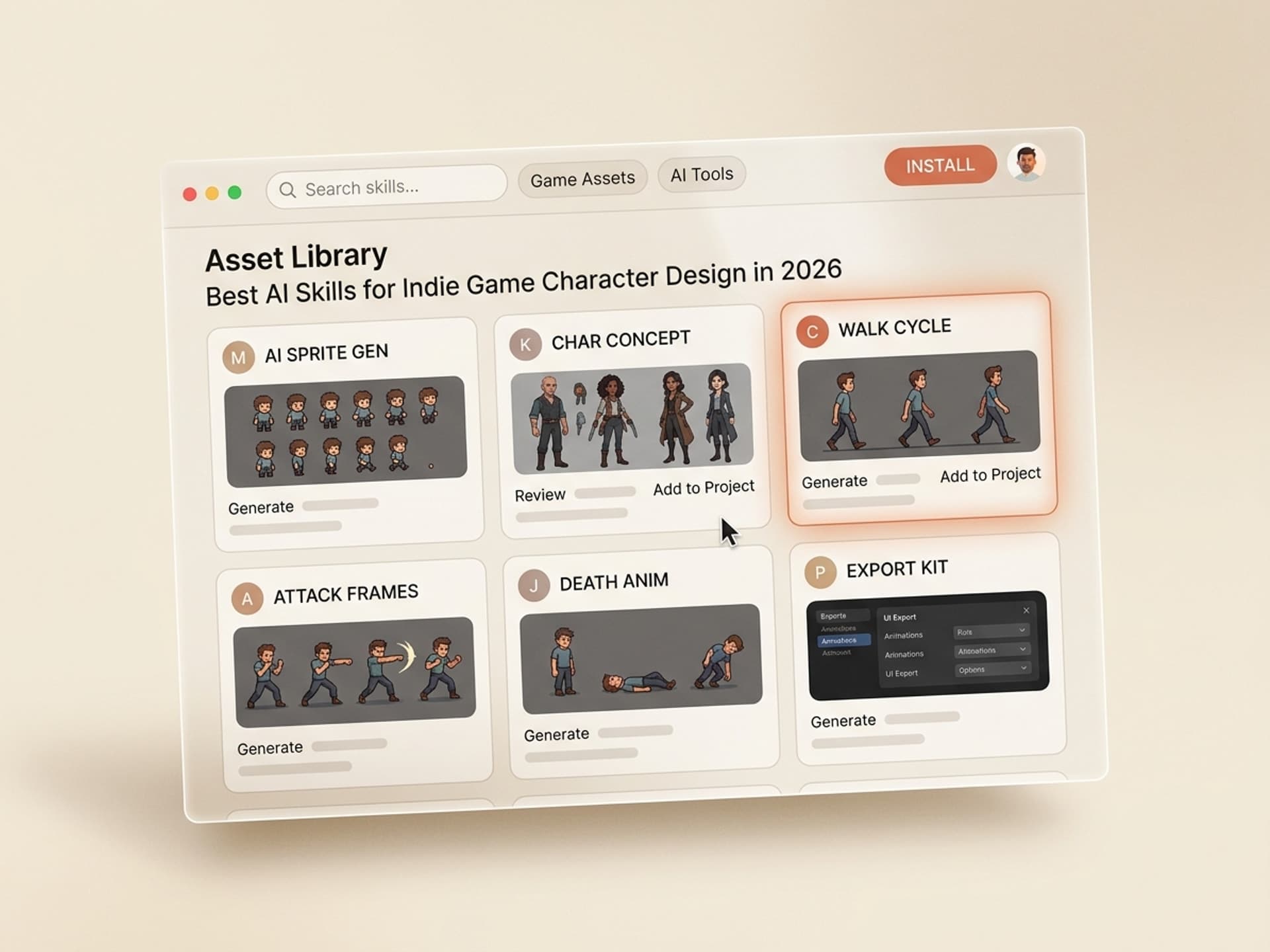 Лучшие ИИ навыки для дизайна персонажей инди-игр в 2026 году - Vibe Skills preview