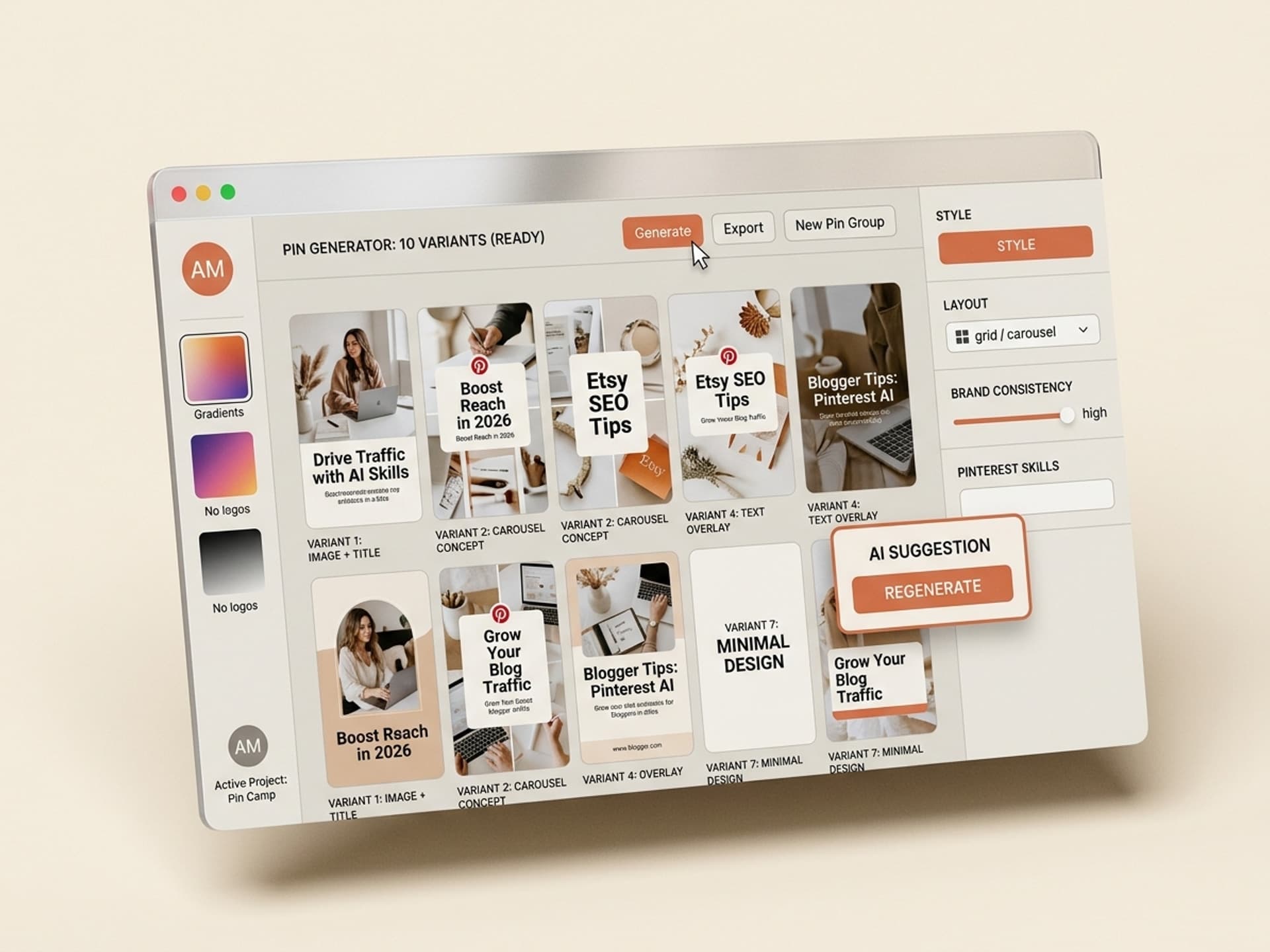 Na Scileanna AI is Fearr le haghaidh Pins Pinterest a Threoraíonn Tráchta - Vibe Skills preview